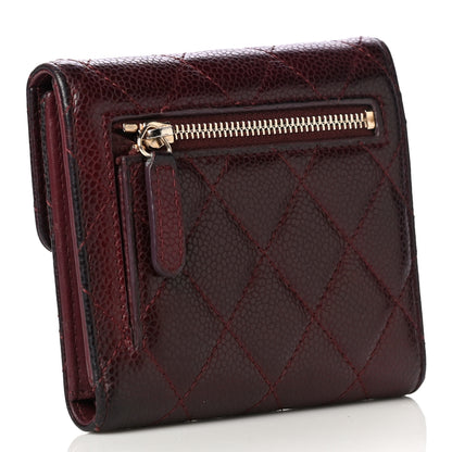 Chanel Caviar Quilted Compact Flap Wallet Burgundy 4 of 8