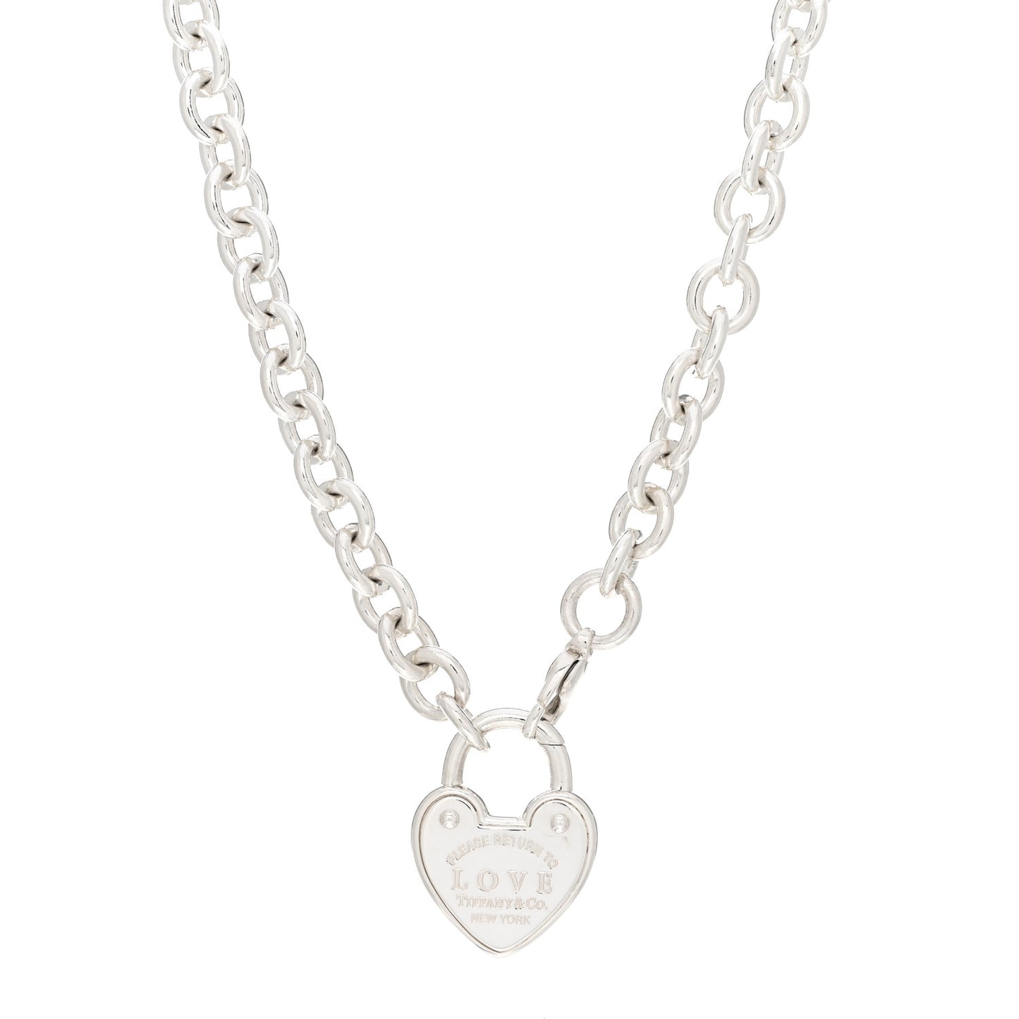 Sterling Silver Return To Tiffany Love Heart Lock Pendant Necklace