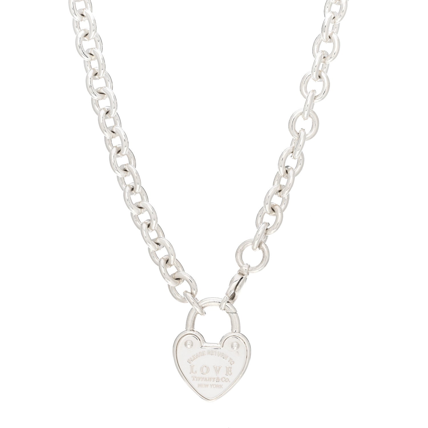 Tiffany Sterling Silver Return To Tiffany Love Heart Lock Pendant Necklace 1 of 4