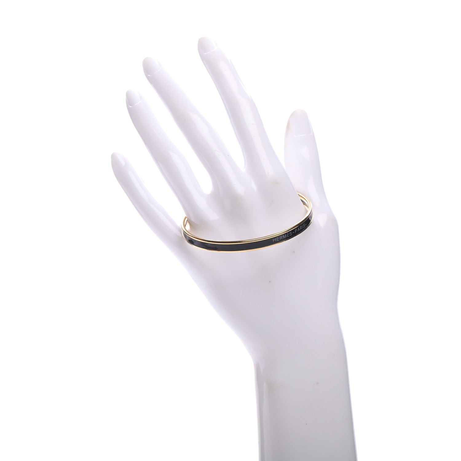 Hermes Enamel Printed Narrow Bracelet 65 Black 2 of 6