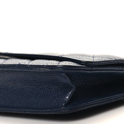 Chanel Caviar Quilted Wallet on Chain WOC Navy Blue 11 of 14