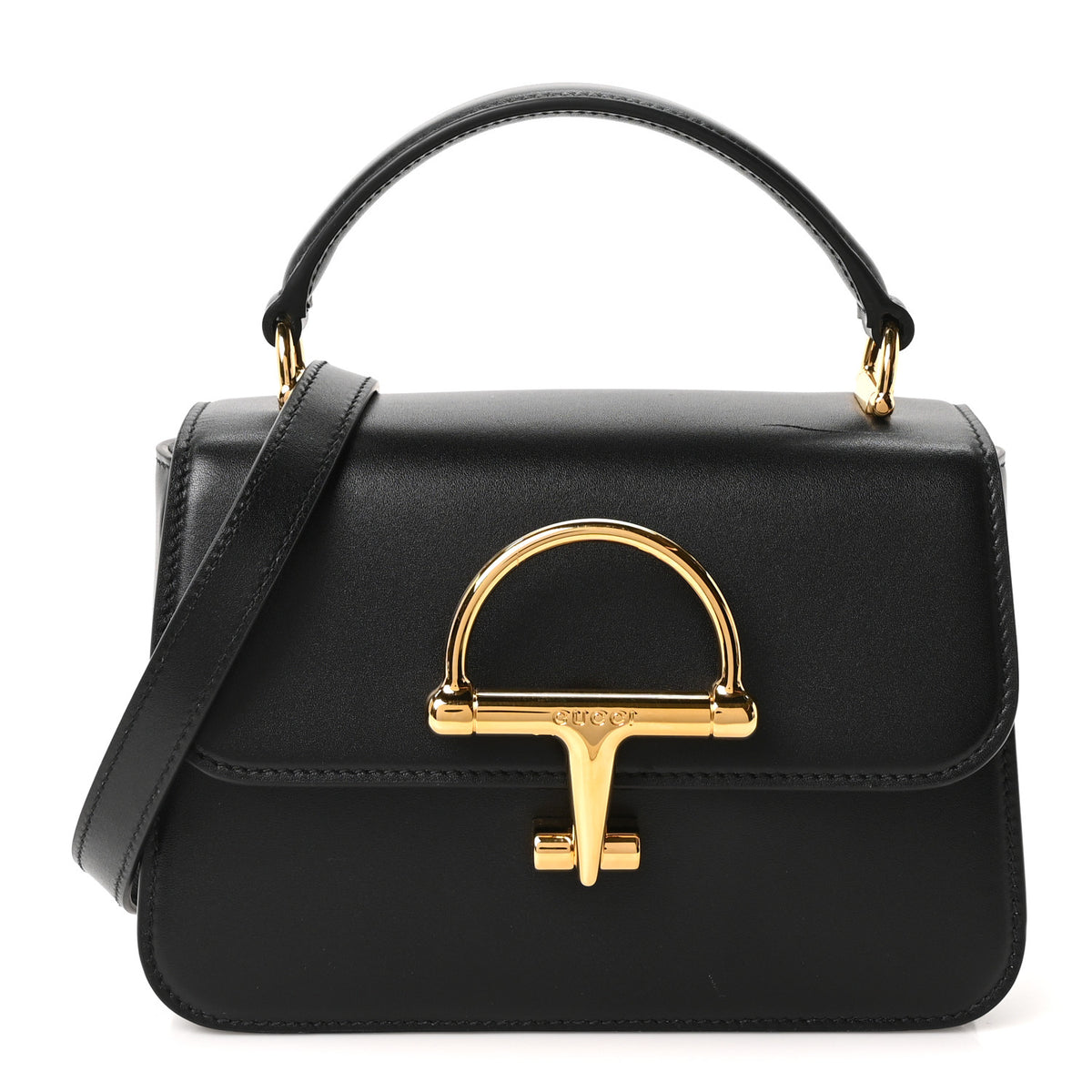 Calfskin Siena Small Top Handle Bag Black
