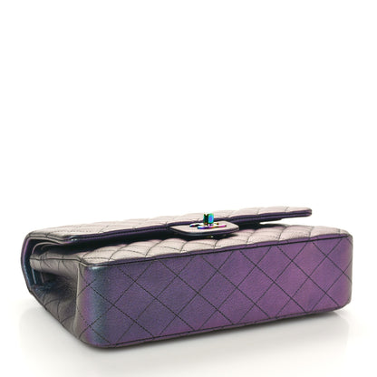 Chanel Iridescent Goatskin Quilted Medium Double Flap Purple 4 of 10