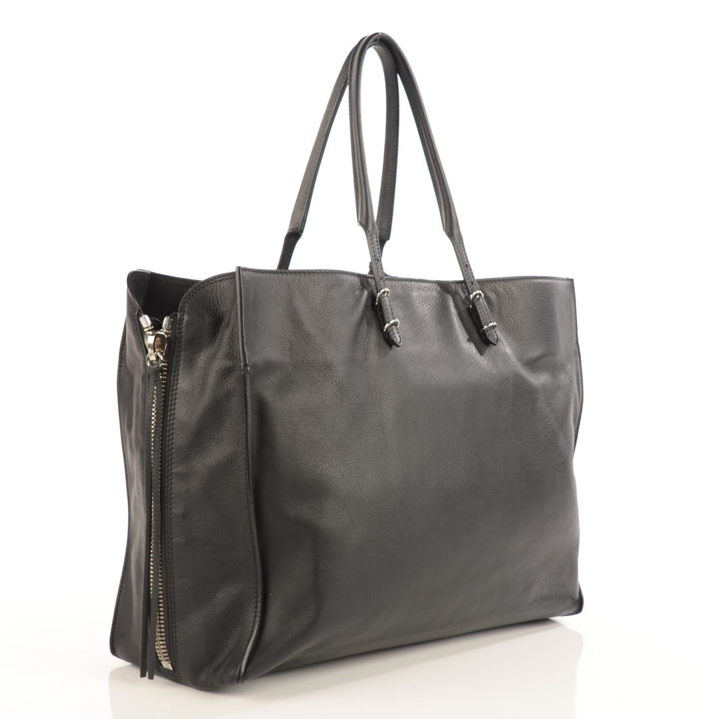 Supple Calfskin Papier A4 Zip Around Tote Black