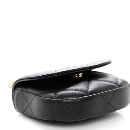 Chanel Lambskin Quilted Pearl Top Handle Clutch With Chain Black 11 of 12