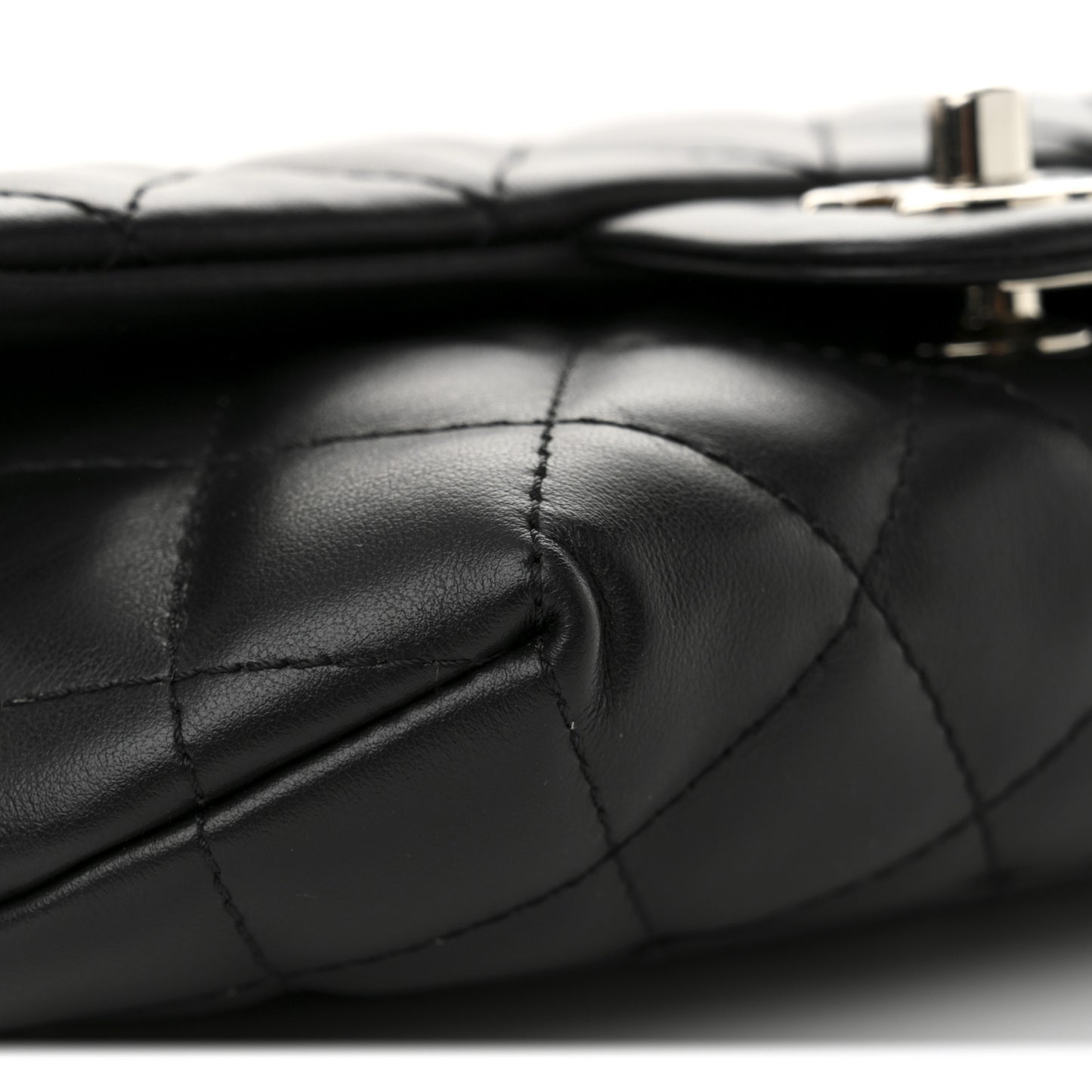 Calfskin Quilted CC Uniform Flap Belt Bag Black