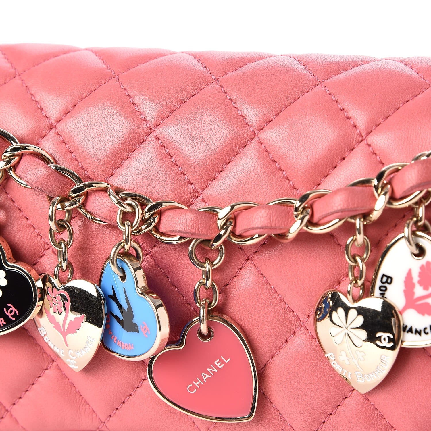 Chanel Lambskin Quilted Valentine Charms Medium Single Flap Pink 9 of 10