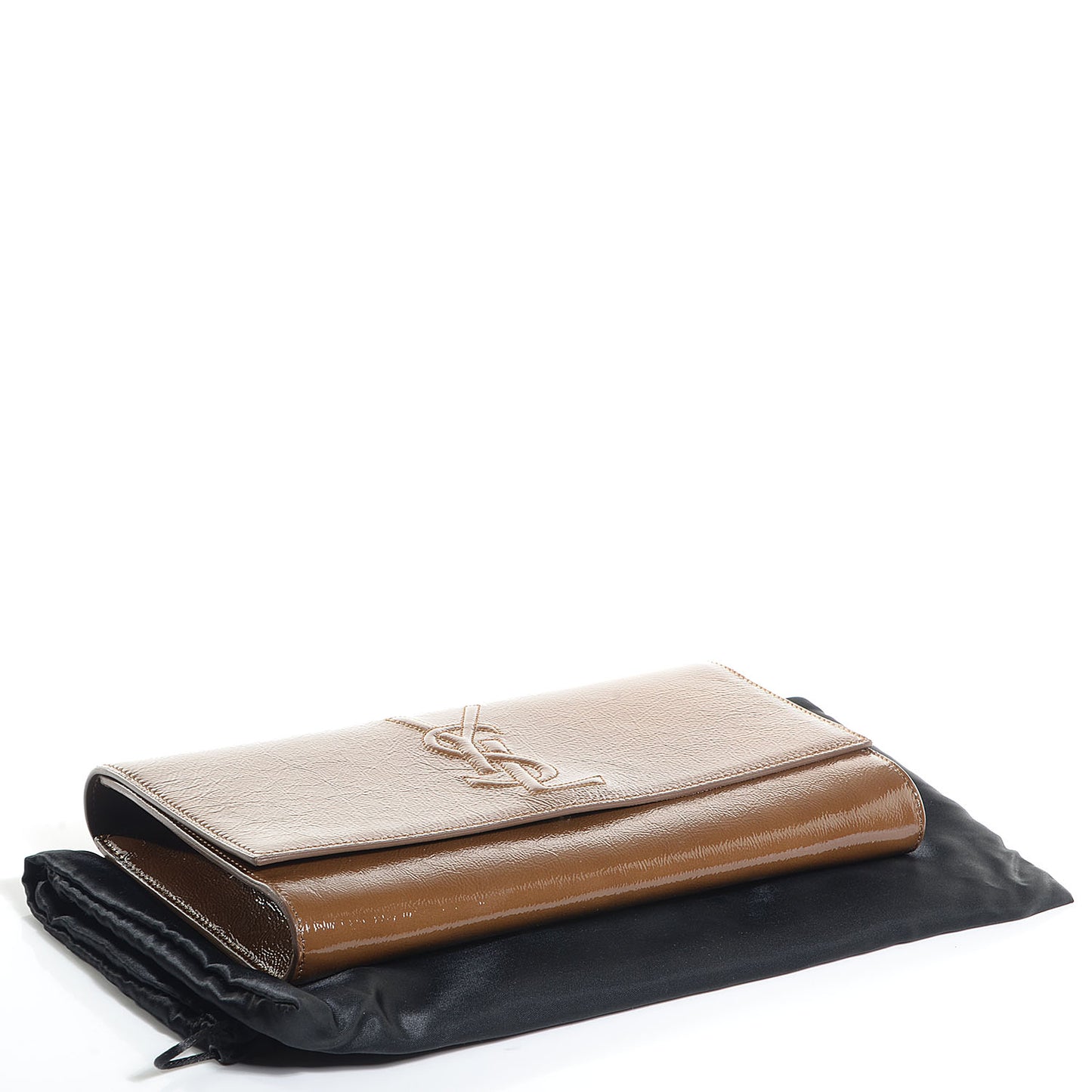 Textured Patent Large Belle De Jour Clutch Tobacco