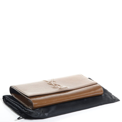 Saint Laurent Textured Patent Large Belle De Jour Clutch Tobacco 4 of 7