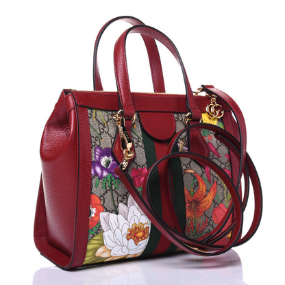 Gucci GG Supreme Monogram Flora Web Small Ophidia Tote Bag Red 2 of 15
