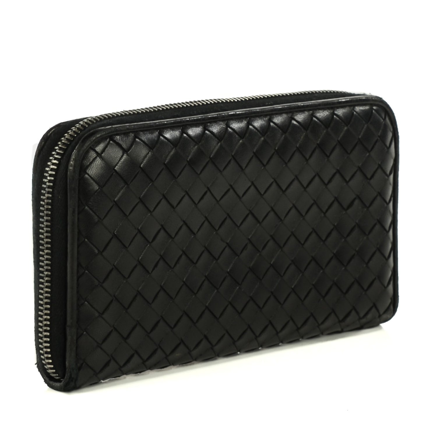 Nappa Intrecciato Zip Around Wallet Black