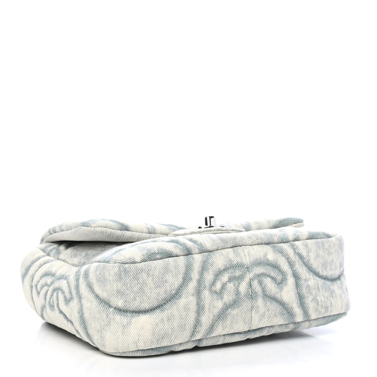 Denim CC Quilted Mini Square Flap Light Blue