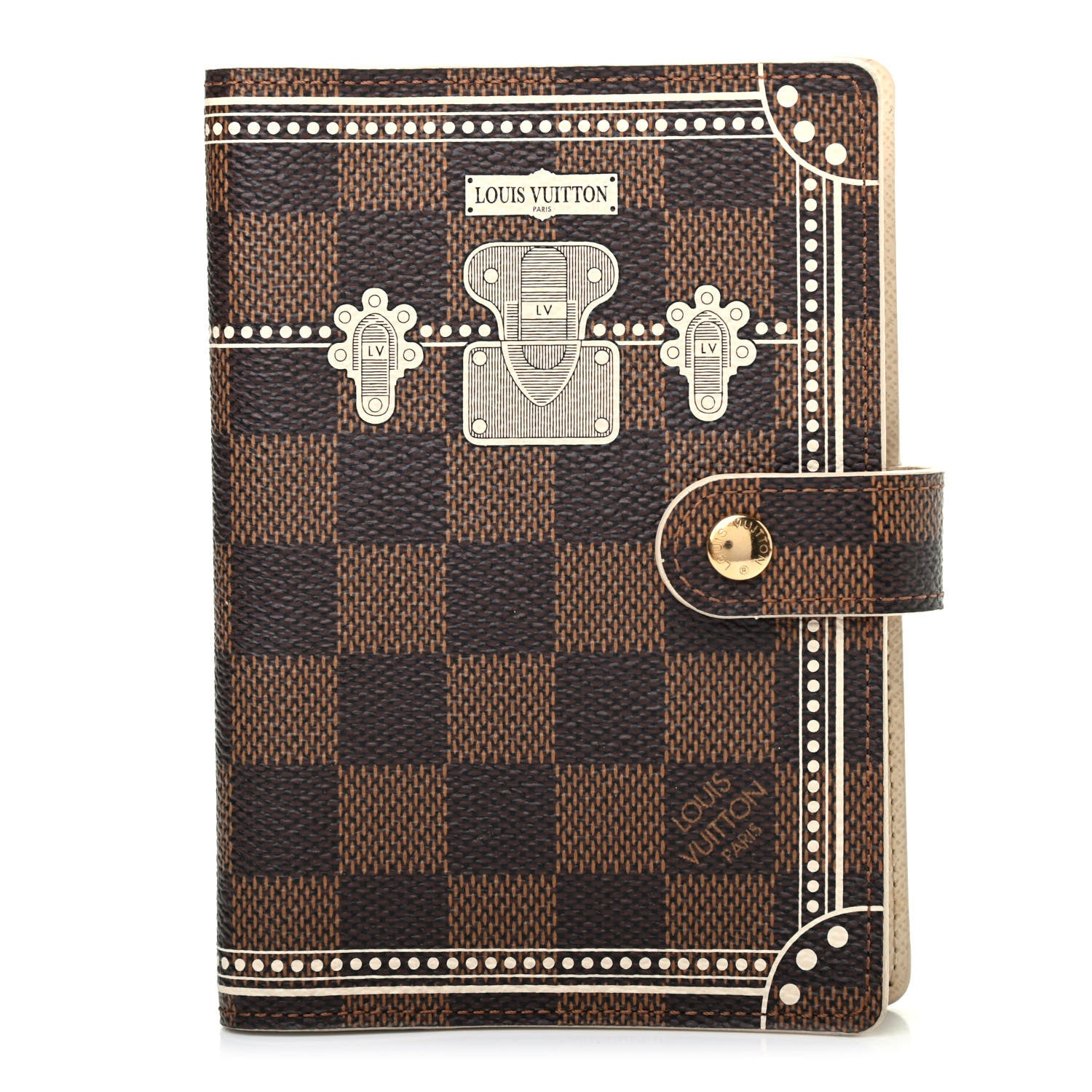 Louis Vuitton Damier Ebene Trunk Small Ring Agenda Cover White 1 of 4