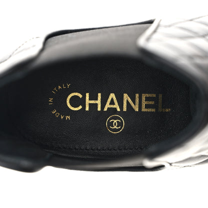 Chanel Lambskin Patent Chain Cap Toe Quilted Short Boots 38.5 Black 8 of 9