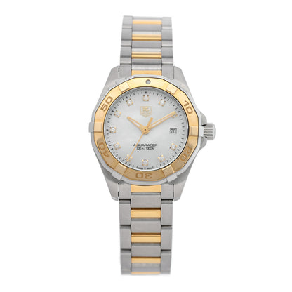 Tag Heuer Stainless Steel 18K Yellow Gold Diamond Mother of Pearl 27mm Aquaracer Lady Quartz Watch WAY1451 1 of 4