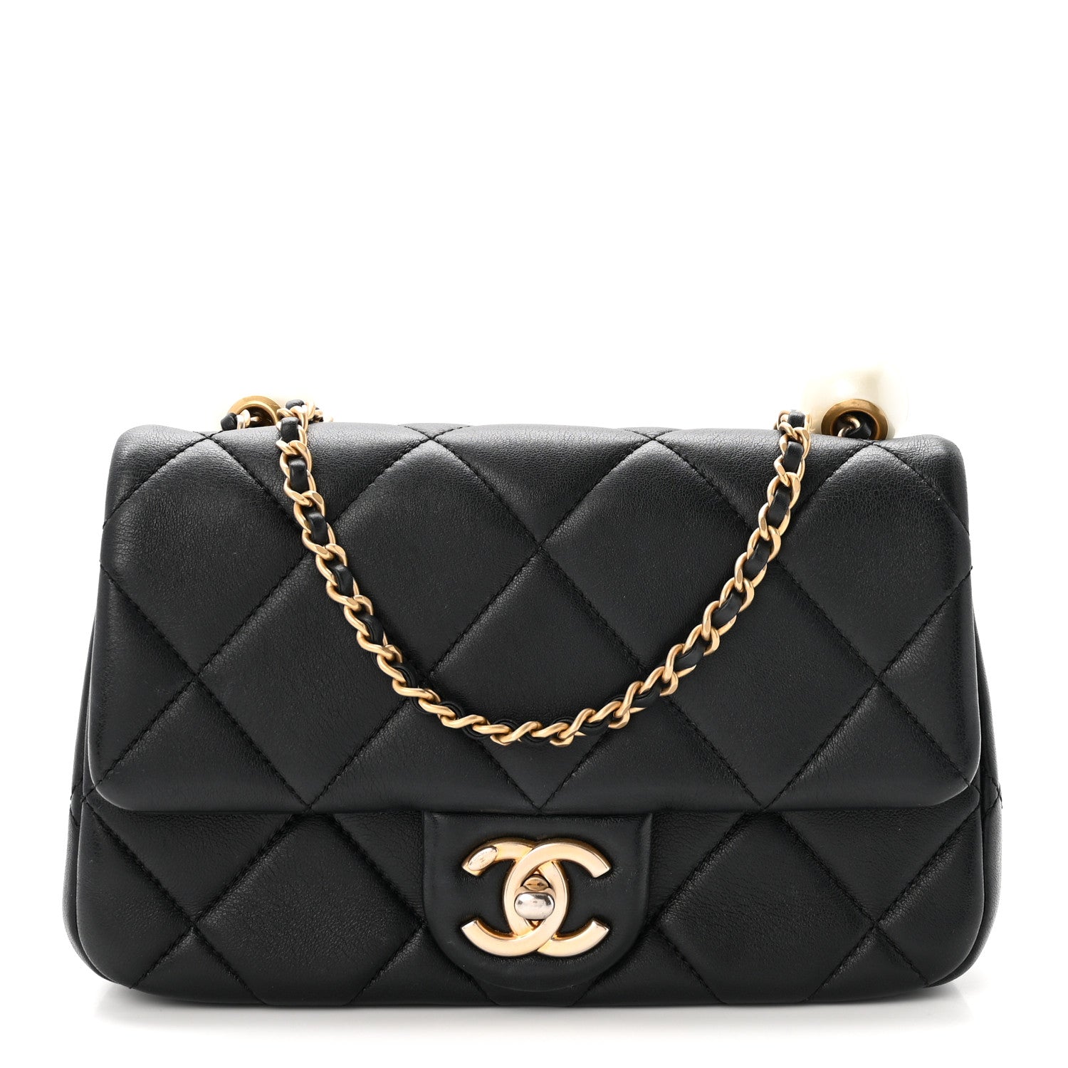 Chanel Lambskin Quilted Pearl Small Flap Black 1 of 10