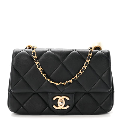 Chanel Lambskin Quilted Pearl Small Flap Black 1 of 10