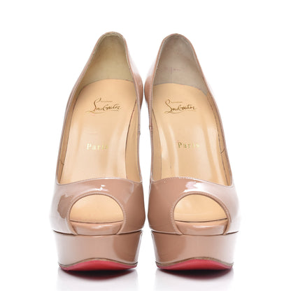 Christian Louboutin Patent Lady Peep 150 Pumps 40.5 Nude 2 of 9
