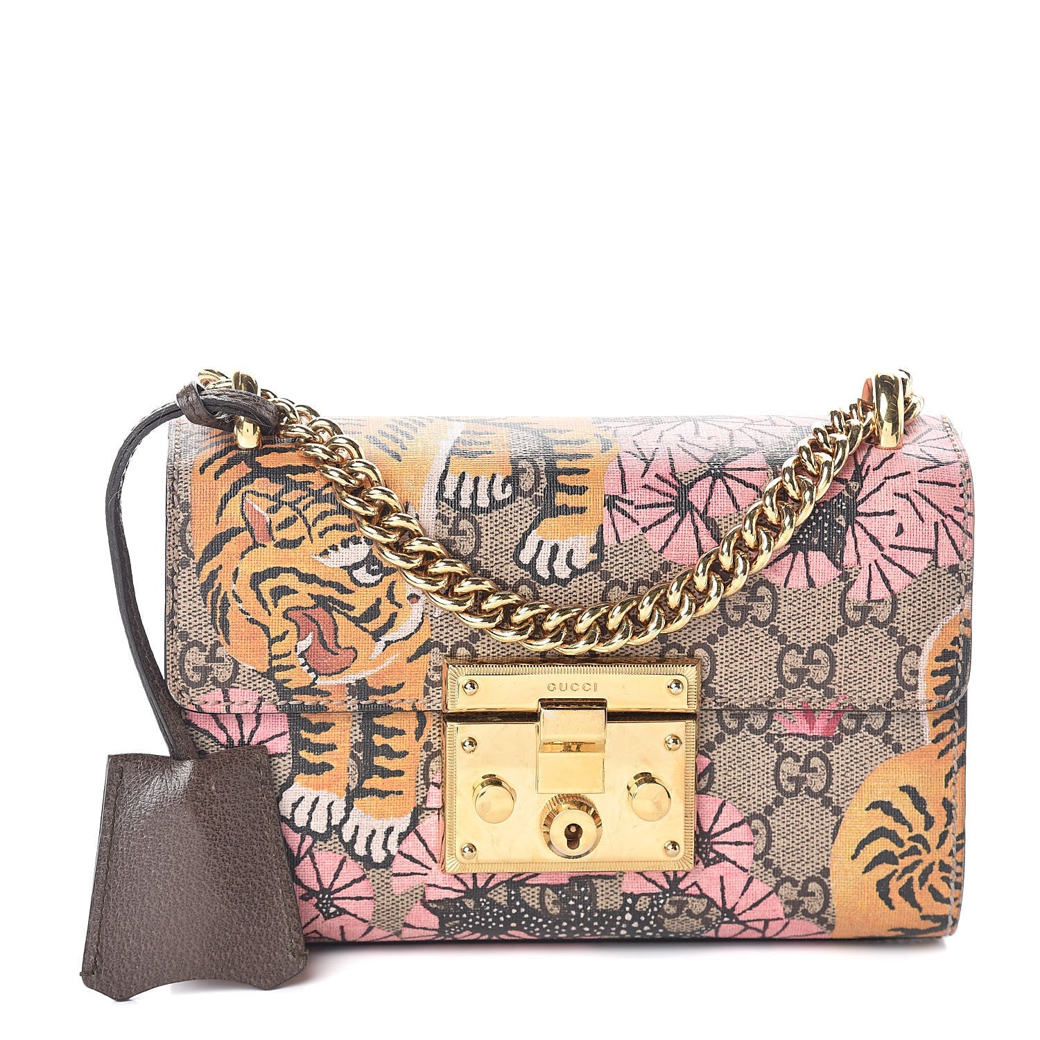 Gucci GG Supreme Monogram Bengal Small Padlock Shoulder Bag Beige Pink 1 of 9