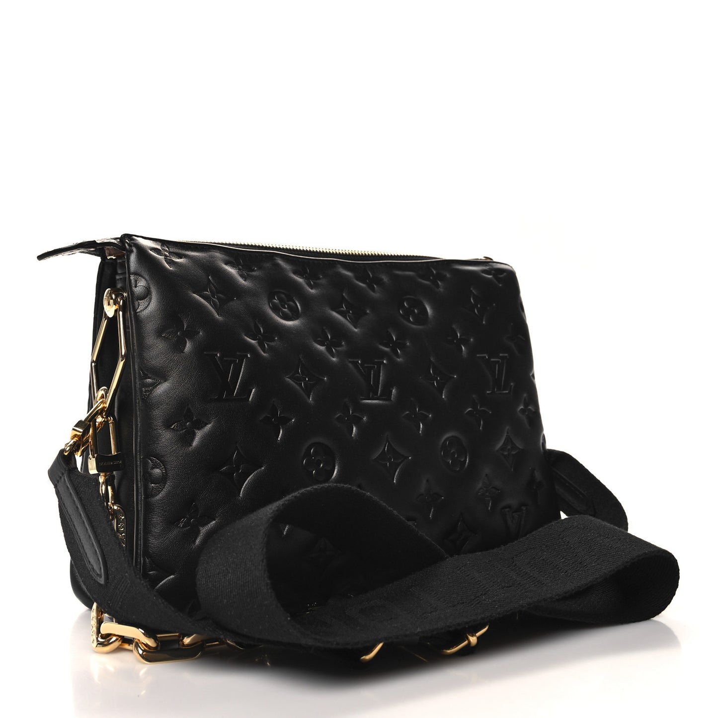 Lambskin Embossed Monogram Coussin PM Black