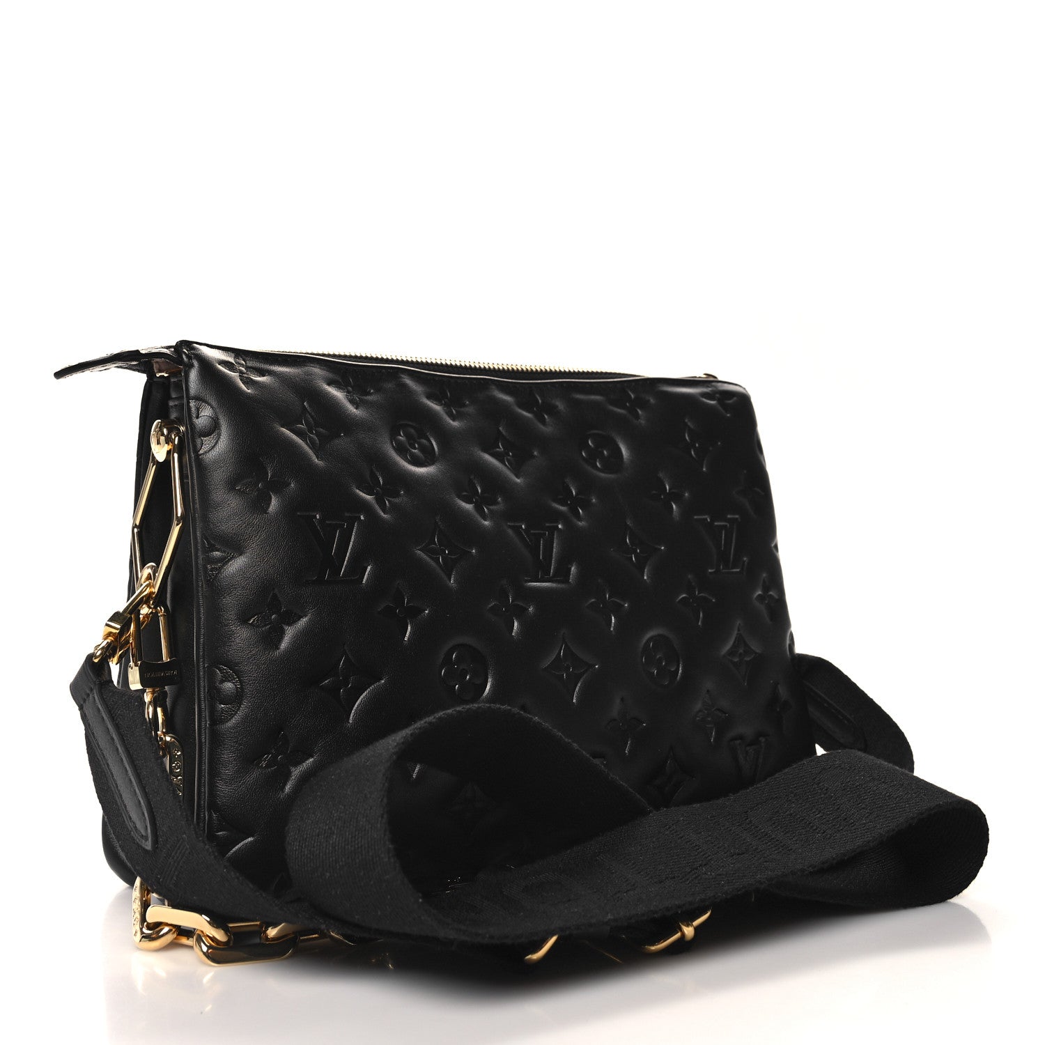Louis Vuitton Lambskin Embossed Monogram Coussin PM Black 3 of 11