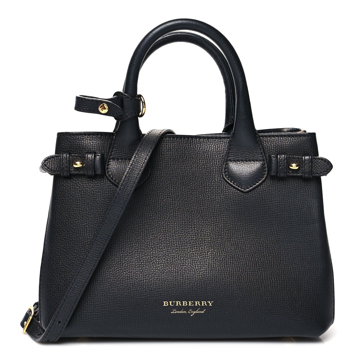Burberry Derby Calfskin House Check Small Banner Tote Black 1 of 14