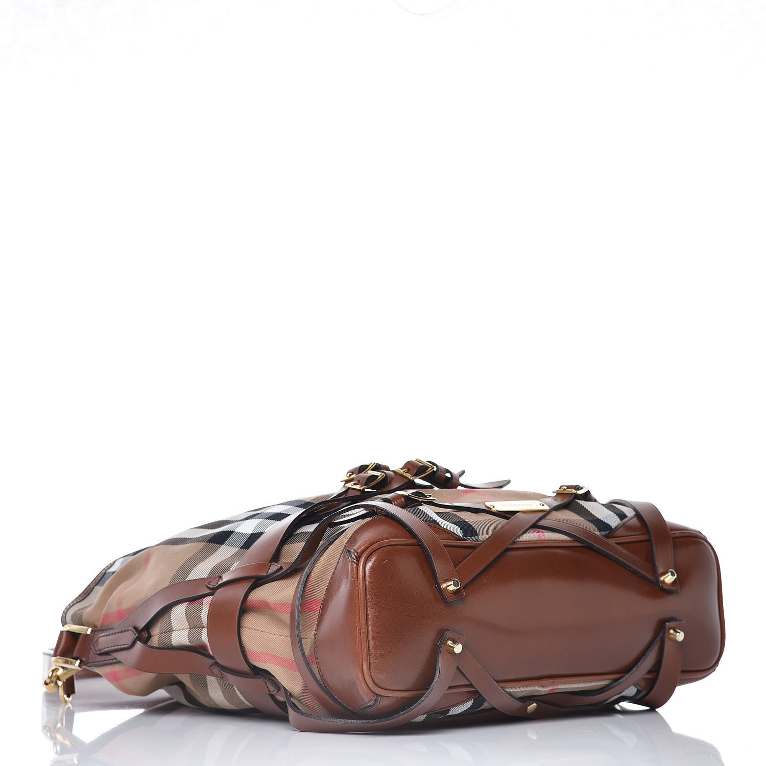 Burberry House Check Bridle Calfskin Medium Gosford Hobo Dark Tan 5 of 14
