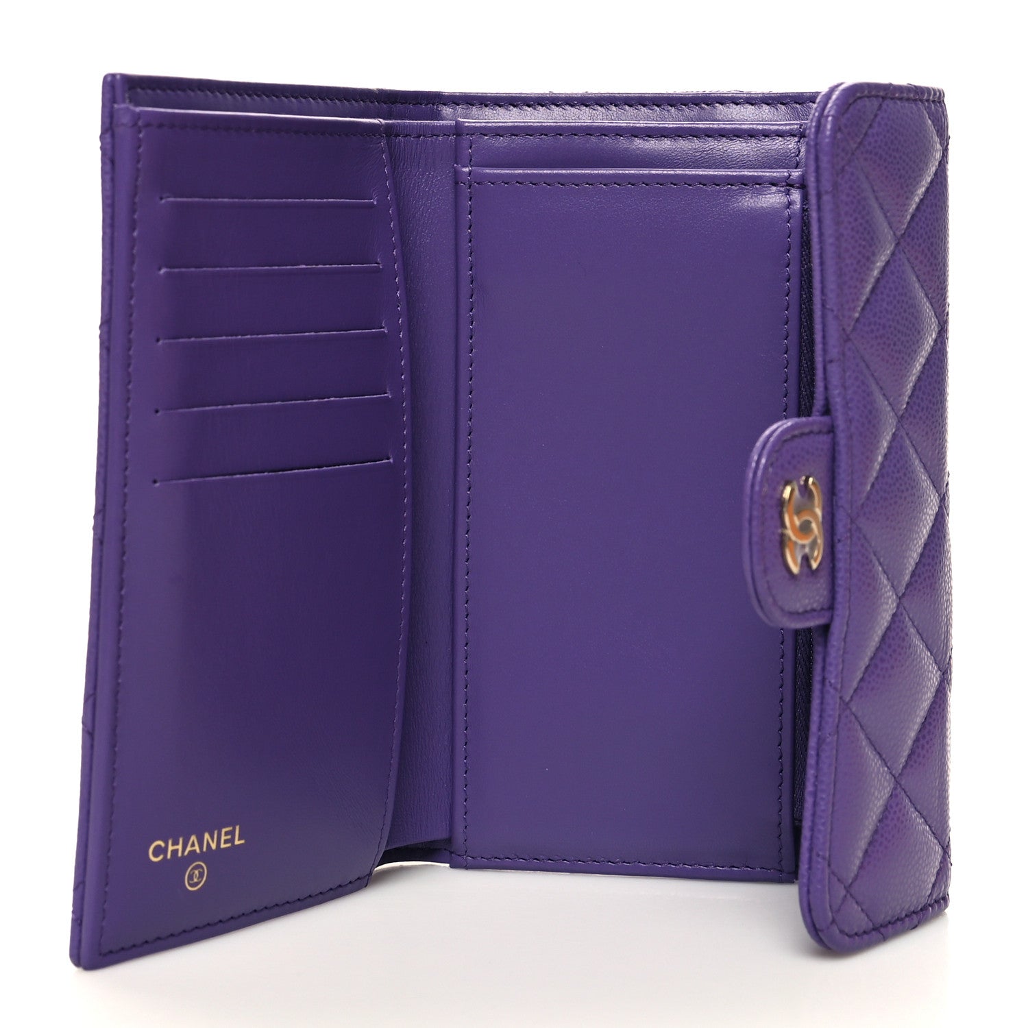Chanel Caviar Quilted Medium Flap Wallet Purple 5 of 11