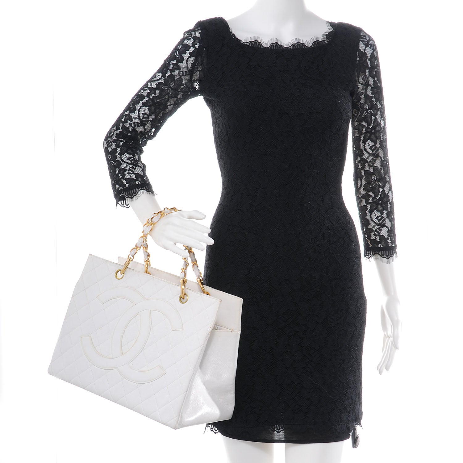 Chanel Caviar Quilted Grand Shopping Tote GST White 2 of 13