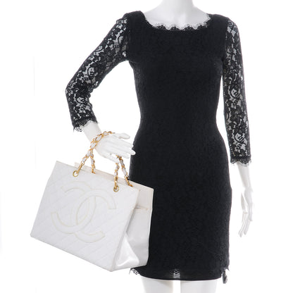 Chanel Caviar Quilted Grand Shopping Tote GST White 2 of 13