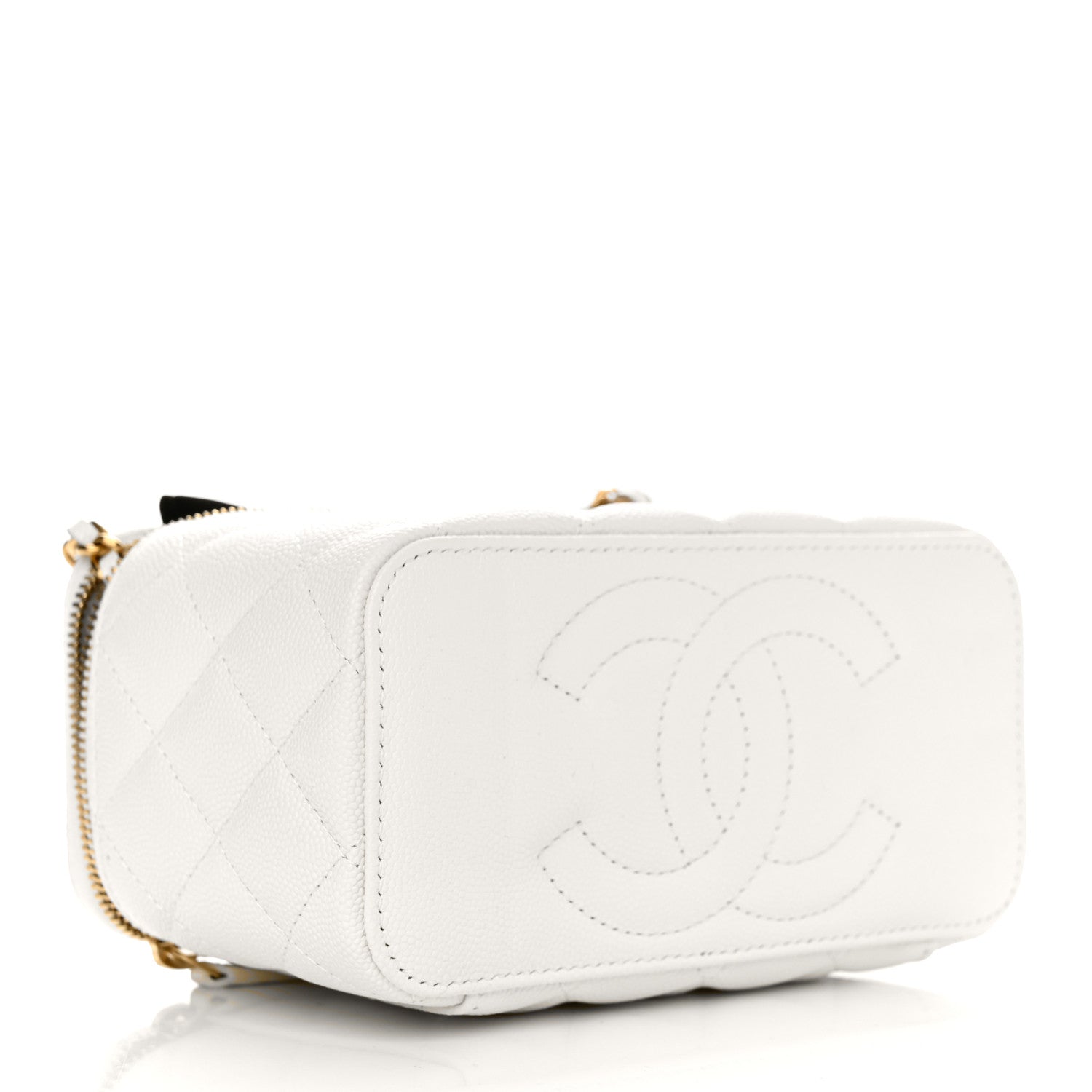Chanel Caviar Quilted Small Vanity Case With Chain White 4 of 10