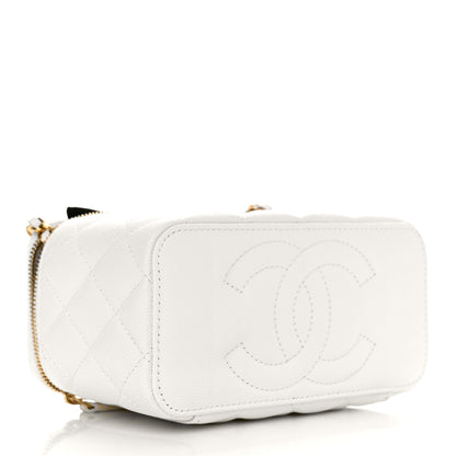 Chanel Caviar Quilted Small Vanity Case With Chain White 4 of 10