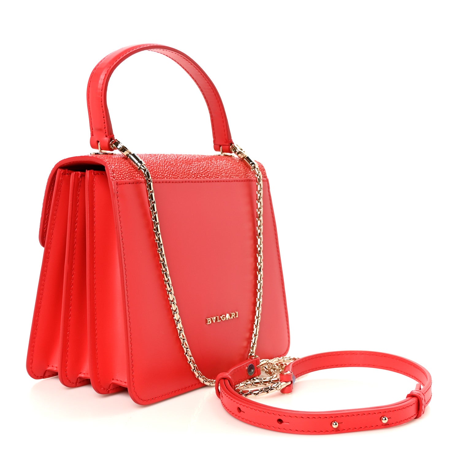 Bulgari Calfskin Galuchat Serpenti Forever Crossbody Red 4 of 12
