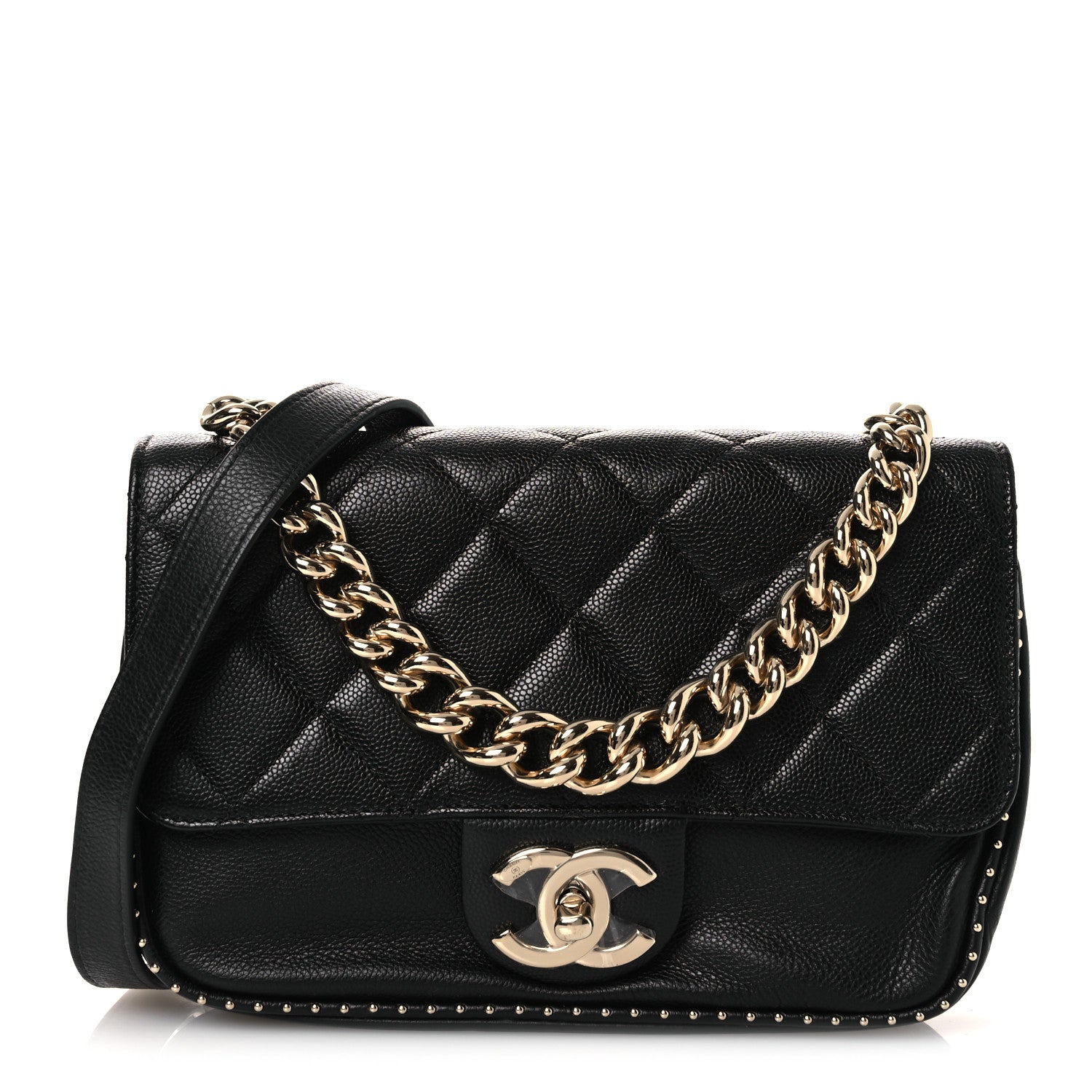 Chanel Caviar Quilted Small Studded Flap Black 1 of 11