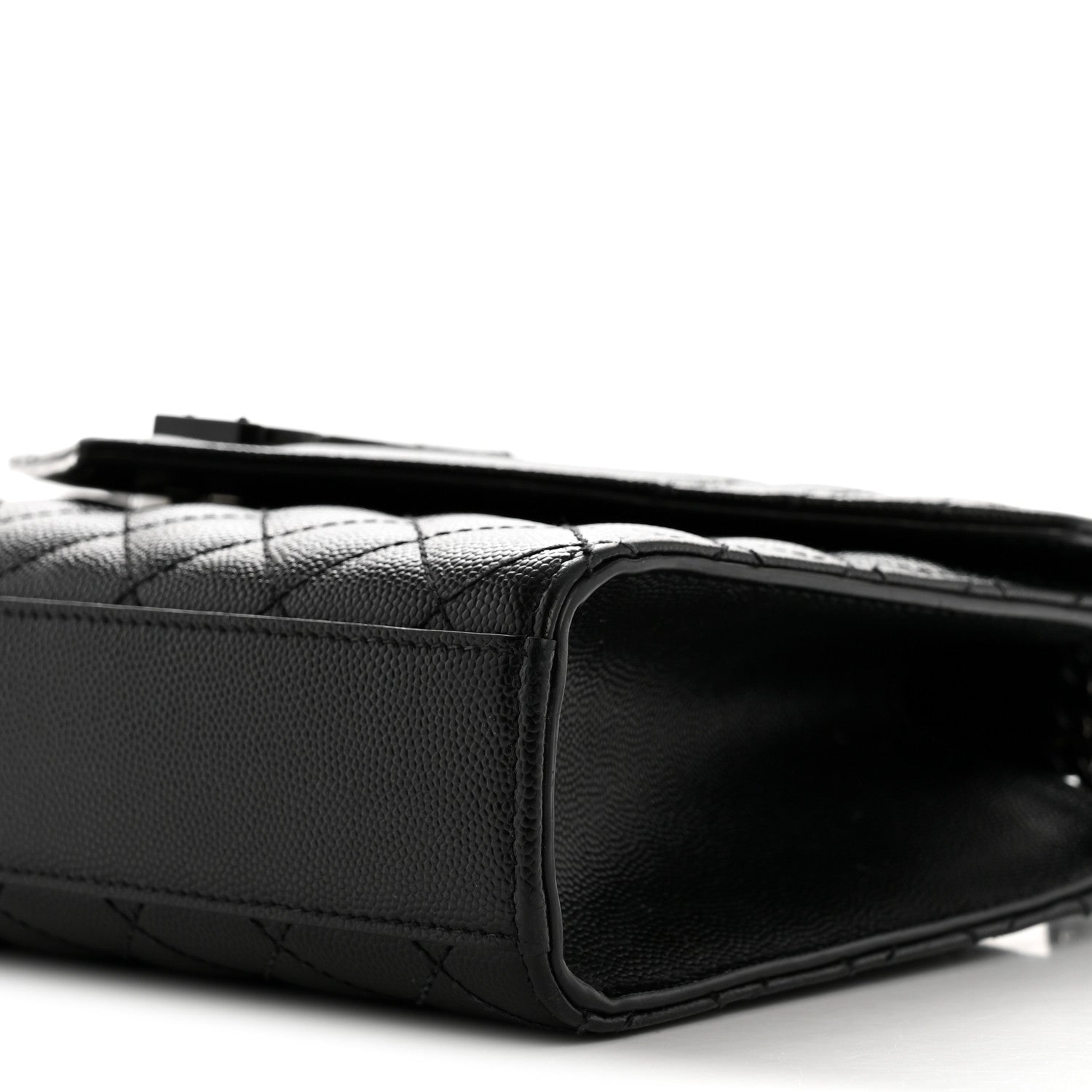 Saint Laurent Grain De Poudre Textured Mixed Matelasse Triquilt Medium Monogram Monochrome Satchel Black 10 of 13