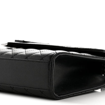 Saint Laurent Grain De Poudre Textured Mixed Matelasse Triquilt Medium Monogram Monochrome Satchel Black 10 of 13