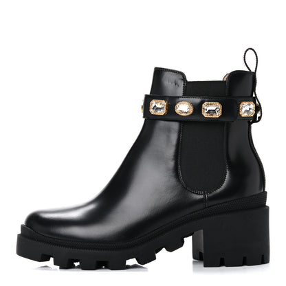 Gucci Calfskin Crystal GG Trip Chelsea Ankle Boots 39 Black 1 of 13