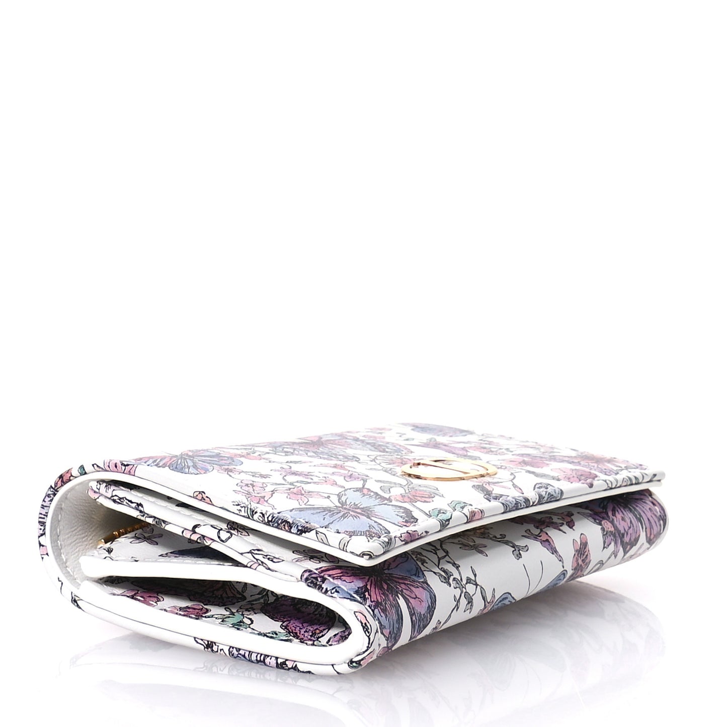 Calfskin Butterfly Printed Caro XS Wallet White Multicolor