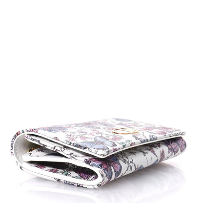 Christian Dior Calfskin Butterfly Printed Caro XS Wallet White Multicolor 4 of 8