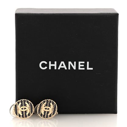 Chanel Metal Chain CC Round Clip On Earrings Gold Blue Golden Blue 5 of 5