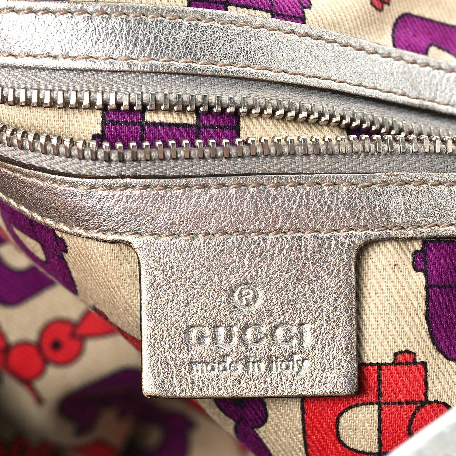 Gucci Metallic Guccissima Medium Pelham Shoulder Bag Silver 6 of 9