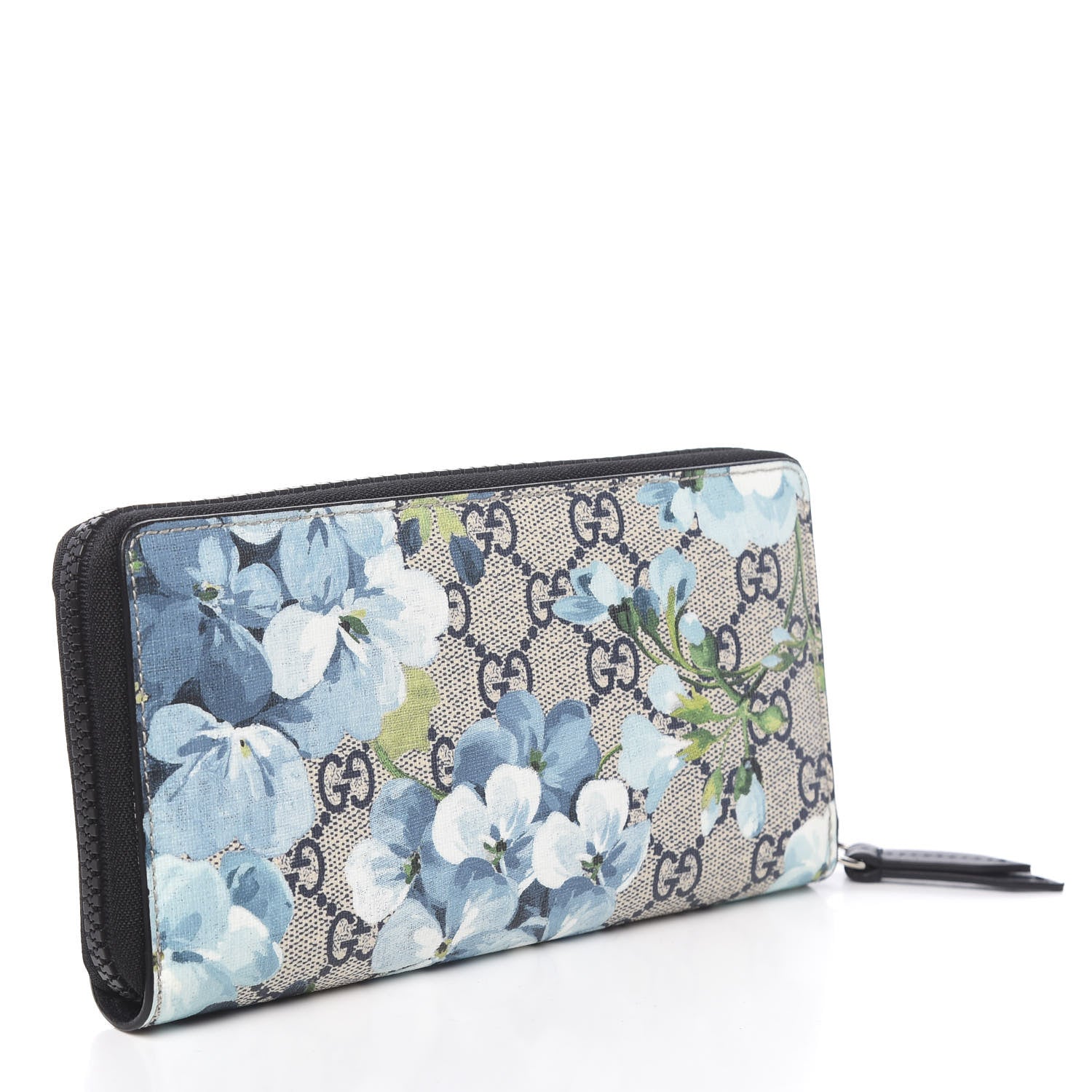 Gucci GG Supreme Monogram Blooms Zip Around Wallet Blue 3 of 8