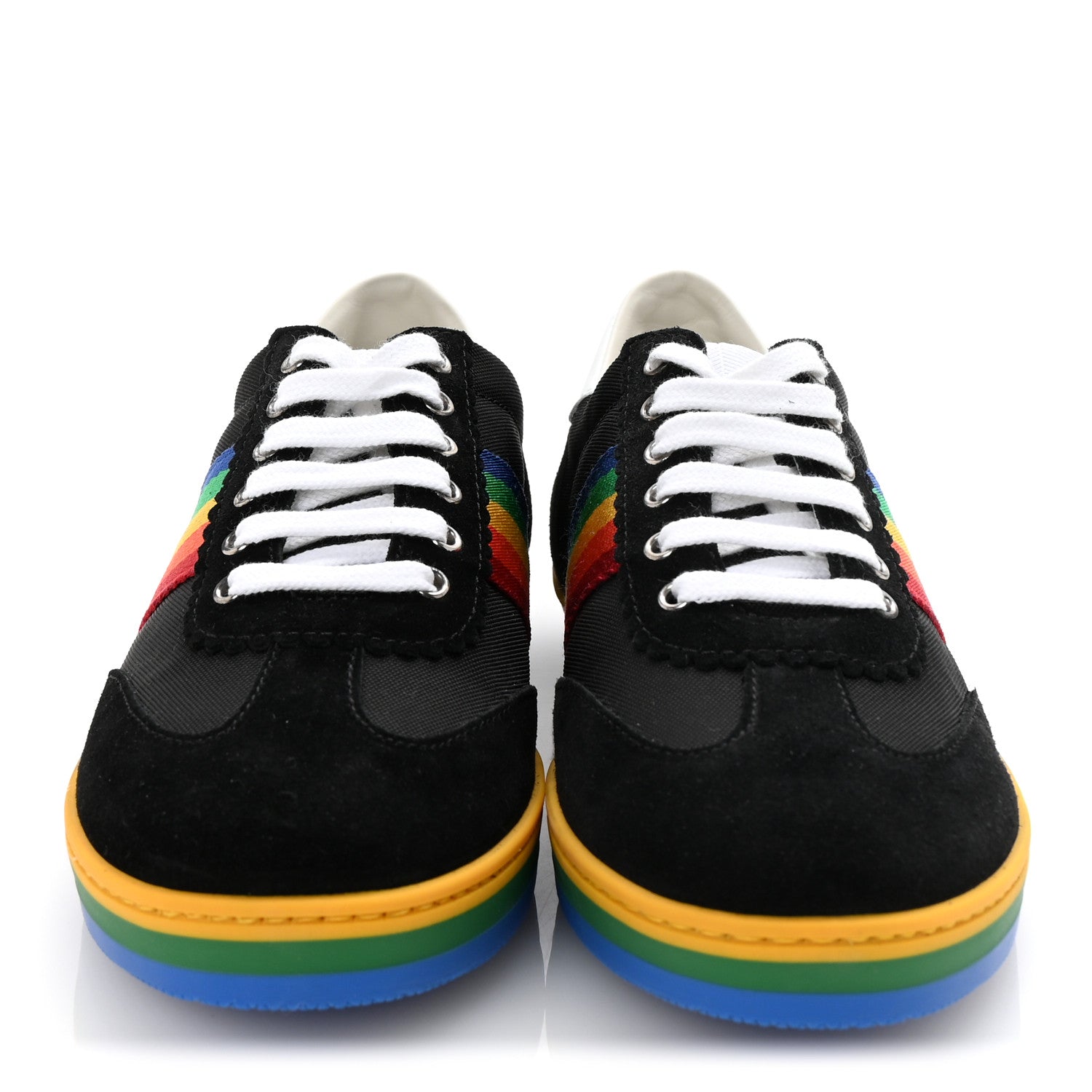 Gucci Suede Rainbow Womens G74 Sneakers 35 Black 3 of 10