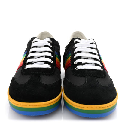 Gucci Suede Rainbow Womens G74 Sneakers 35 Black 3 of 10