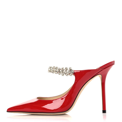Jimmy Choo Patent Crystal Bing 100 Pumps 38.5 Red 1 of 9