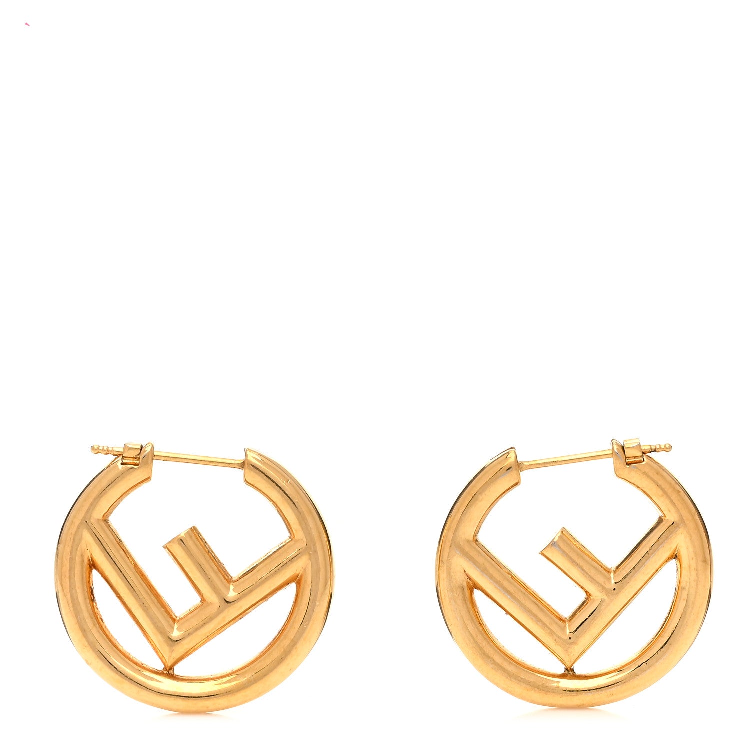 Fendi Metal FF Hoop Earrings Gold 1 of 5