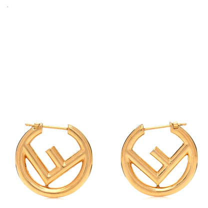 Fendi Metal FF Hoop Earrings Gold 1 of 5