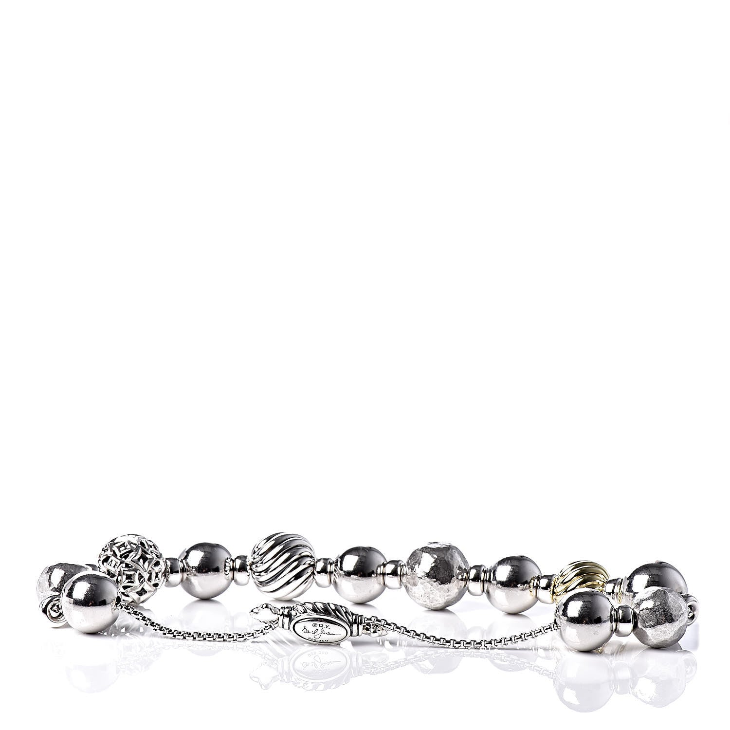 David Yurman Sterling Silver 18K Yellow Gold 12-14mm Elements Bead Bracelet 5 of 5