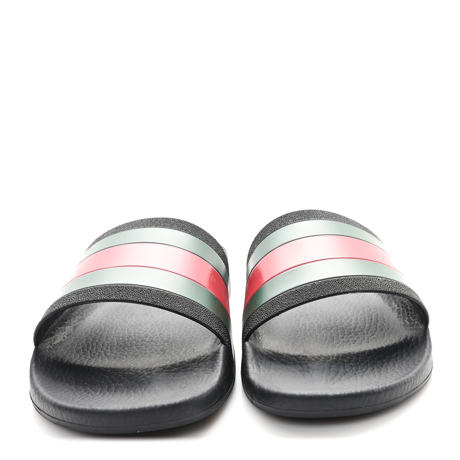 Gucci Rubber Web Mens Pool Slide Sandals 11 Black Green Red 3 of 7