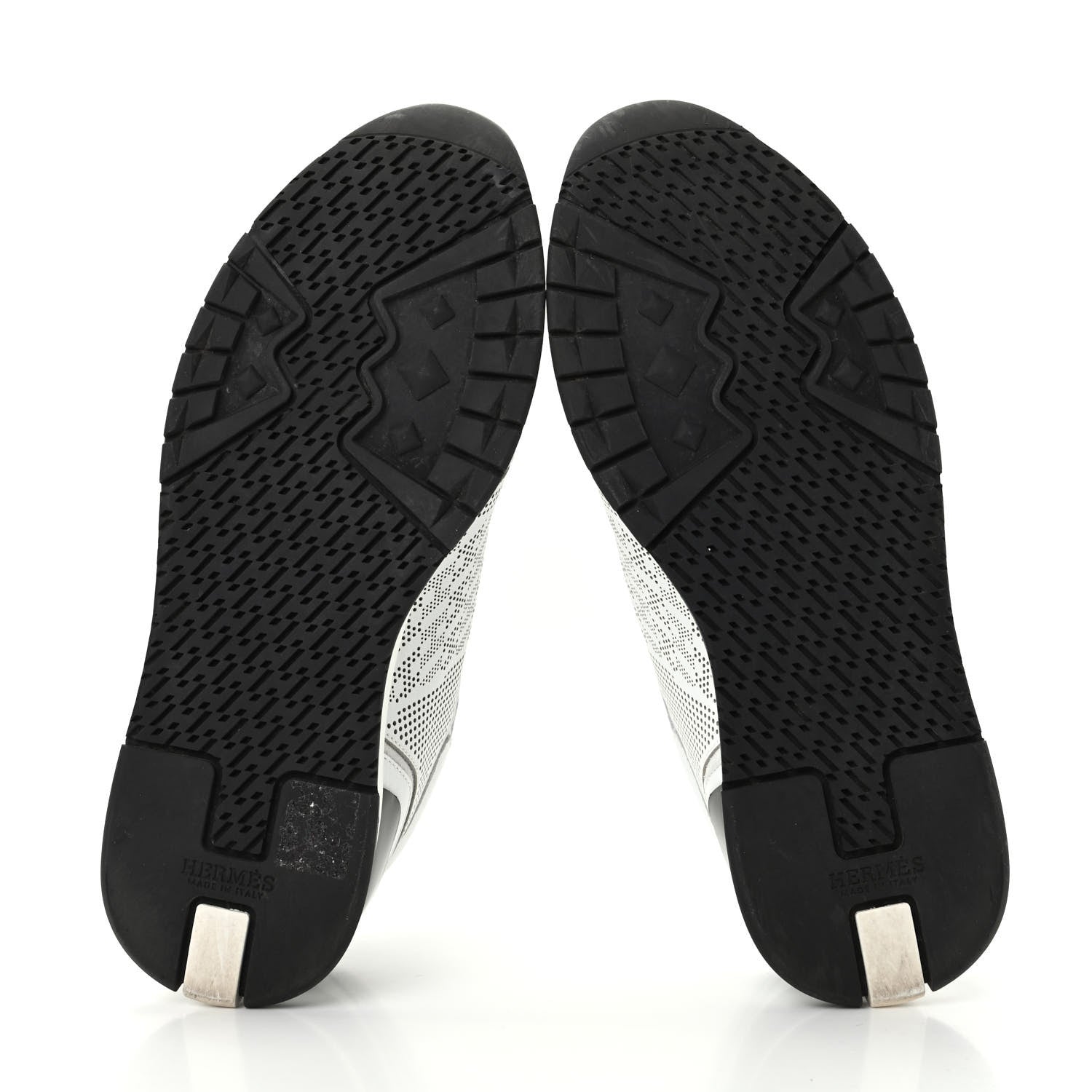Hermes Perforated Calfskin Goatskin Bi-Color Womens C-Addict Sneakers 36.5 Black White 6 of 11